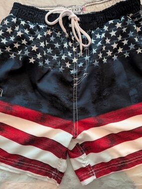 Exist Men's Stars & Stripes Swim Shorts - Navy, Red & White